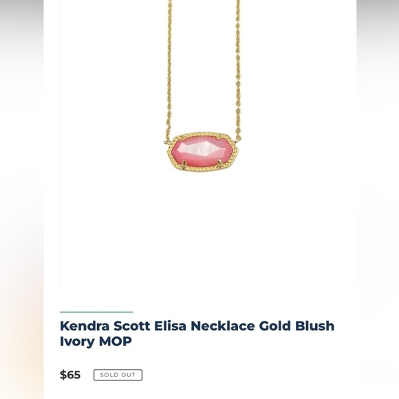 Kendra Scott Elisa Necklace Gold chain in Blush Ivory MOP NEW pink - Picture 2 of 7